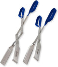 Shark BBQ Grill Tongs for Steaks - 2-Pack 17" & 13" Professional Kitchen and Outdoor Grilling Utensil Set (Blue)