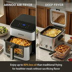 8 Qt Air Fryer Pro, 8-In-1 Air Fryer with Viewing Window, 360° Crispy, 80% Less Oil, Quiet, Nonstick Dishwasher-Safe Basket, 1500W, Recipe Book, Black