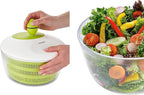 Leifheit Trend Green and White Salad Spinner, 4L Crank-Handle Salad Dryer with Non-Slip Base, Ergonomic Recessed Grip, Dual-Use Bowl for Serving or Draining, Dishwasher Safe Kitchen Tool