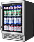 ORYMUSE 24" Beverage Refrigerator, 180 Can Under Counter Drink Cooler with Glass Door & Lock, Built-in or Freestanding Mini Fridge with Quiet Compressor Cooling for Beer, Soda & Wine