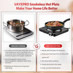 Vayepro 1500W Hot Plate, Portable Electric Stove, Single Electirc Cooktop, Portable Burner for Cooking, Cooktop for Dorm Office Home Camp, UL Listed, Compatible with All Cookware