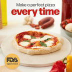 HANS GRILL PIZZA STONE | Circular Pizza Stone For Oven Baking & BBQ Grilling With Free Wooden Peel | Extra Large Round 15" Inches Diameter (38CM) Durable Cordierite Cooking Stone.