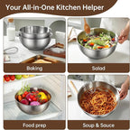 Gronivex Stainless Steel Mixing Bowls Set of 2 (4.2 & 5.3 Qt), Food Grade 304, Dishwasher Safe, Stackable Nesting Bowls for Baking, Salad Prep & Cooking