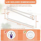 Tumbler Lid Organizer, Horizontal Tumbler Lid Storage Hook Up to 10 Lids, Space Saving Cup Lid Holders Under Cabinet Tumbler Lid Hook for Kitchen Organizer and Storage, Paper Towel Rack Hanger (White)
