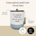 Young's Inc. Ceramic Canister with Lid, Ceramic Cookie Jars for Kitchen Counter Decorative White Winter Design, Airtight Pet Jar with Lid for Chewy Pet Treats, Candy, Bones, Pet Food Container