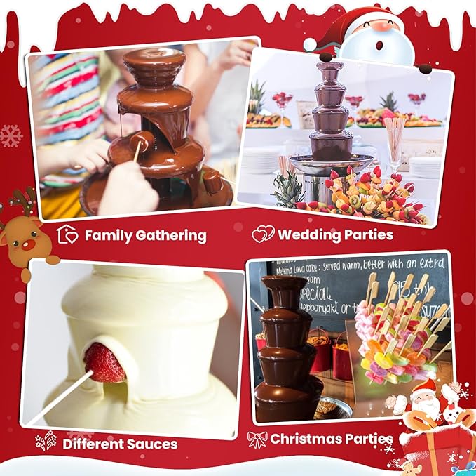 Commercial Chocolate Fountain 5 Tiers 13.2 Lbs Nacho Cheese Fountain Stainless Steel Hot Fondue Fountain Machine for Bakery, Party, Gathering, Wedding, Rental, Knob Control