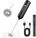 Rechargeable Milk Frother Handheld, 2-IN-1 Dual Spring Whisk Electric Frother Wand for Cappuccino Latte Macchiato, Portable Drink Mixer for Coffee, Matcha, Hot Chocolate
