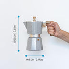GROSCHE Milano Moka pot, Stovetop Espresso maker, Greca Coffee Maker, Stovetop coffee maker and espresso maker percolator (Grey, 6 cup)
