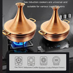 Stainless Steel Moroccan Tagine Pot, Large Moroccan Tajine Casserole with Cone-Shaped Lid, Non Stick Tagine Cooking Pot with 2 Handles(28cm/11in, Gold)