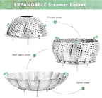 Buylorco Stainless Steel Folding Vegetable Steamer Insert for Veggie & Seafood Cooking (fits pots 6" to 10")