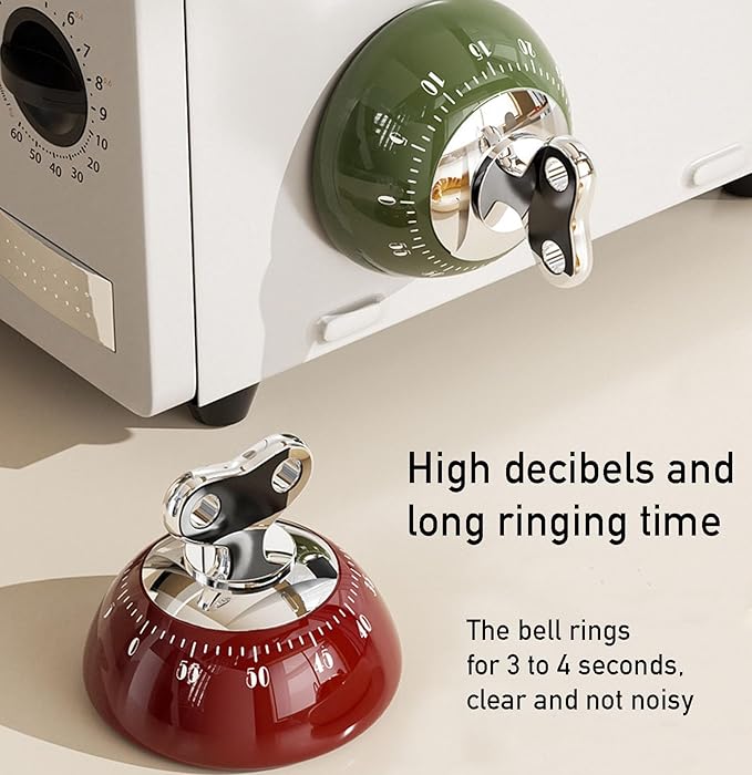 Visual Kitchen Timer for Cooking,Chef Cooking Timers Clock with Loud Alarm,Timers for Classroom, Home and Study,Mechanical Desk Timer,No Batteries Required，Magnetic Back (Green)