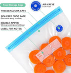 Sous Vide Bags 31 Pcs (24 Pcs Vacuum Zipper Bags & 2 Seal Clips & 5 Air Valves), Reusable BPA Free Vacuum Sealer Bags (11 * 10 in) Vacuum Food Storage Bags for Cooking/Food Storage/Microwave Heating
