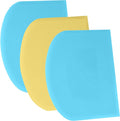 SURDOCA Dough Scraper Bench Scraper - 3P 14.2x8.5" Plastic Flexible Bowl Scraper, Sharp Edge & Angles Cake Scraper. Non-Slip Bakeware Decorating Tools Sculpting & Modeling Tools - Blue+Yellow+Blue