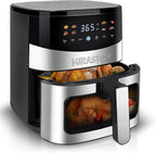 6.5QT Smart Digital Air Fryer, Visual Window, 8 Presets Recipes for Fast Easy Meal, Snack, Dessert, Main Dish, Square Basket Dishwasher-Safe, for 3-5 People, Kitchen Dorm Office