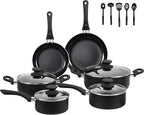 BECIGAR Black Ceramic Pots and Pans Set, 15PCS Nonstick Set Ceramic Cookware Set, Nonstick Pan Pots and Pans Set Non Stick Cookware set