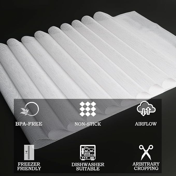 Mesh Silicone Dehydrator Sheets, 10x11 in 10 Pcs/Sets for Food Dehydrator & Freeze Dryer (10x11 INCH Mesh Silicone Dehtdrator Sheet)