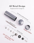 Manual Pepper Grinder, Heavy Duty Metal Pepper Mill with Adjustable Coarseness, High Output Grinding, Magnetic Powder Chamber, Refillable Pepper Grinder for Kitchen(Deep Gray)
