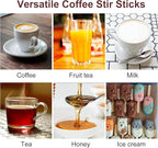 Wooden Coffee Stirrers Individually Wrapped 5.5" Coffee Stir Sticks 100 Pcs, Natural Birch Round End Thick Birch Wood Eco-Friendly Suitable for Coffee, Cocktail and Hot Drinks