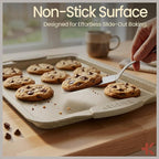 BAKKEN Kitchen Baking Pans - Medium (15.15 × 10.03") and Large (17.1 x 11.8") Nonstick Sheets, Carbon Steel Cookie Sheets with White Silicone Handle, PFOA, PFOS, PTFE Free, Oven Safe (450°F), Set of 2