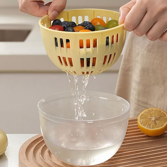 Lettuce Spinner - 800ML Vegetable Washer, Salad Dryer Bowl, Produce Cleaner | Manual Vegetable Spinner with Colander Basket for Fresh Crisp Greens, Kitchen Tool for Home Cooking Outdoor Picnic