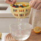 Lettuce Spinner - 800ML Vegetable Washer, Salad Dryer Bowl, Produce Cleaner | Manual Vegetable Spinner with Colander Basket for Fresh Crisp Greens, Kitchen Tool for Home Cooking Outdoor Picnic