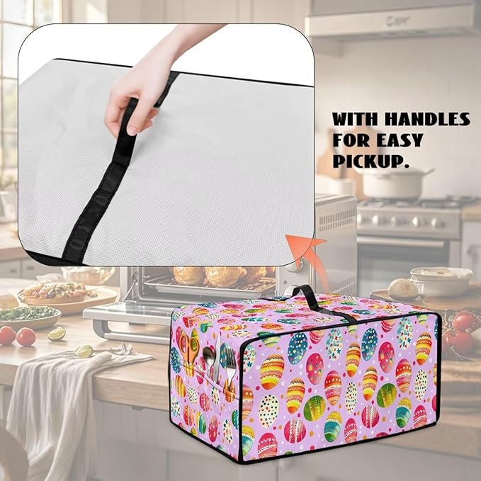 Easter Egg Polka Dot Print Toaster Oven Dust Cover for Easter Decor, Microwave Oven Cover, Stain-proof Case Fits Most Kitchen Small Appliances, (Medium-16.1*19.71*10 inches)