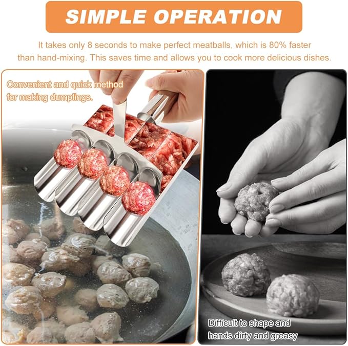 Meatball Maker Tool,Stainless Steel Non Stick Meat ball Maker,Portable Meatballs Scoop Ball Maker Kitchen Restaurant Must Have Meatball Making Set,Home Cooking Tools