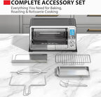 TOSHIBA 10-in-1 Convection Toaster Oven, 6-Slice Countertop Oven, 1500W with Toast, Bake, Broil, Rotisserie & Pizza Functions, LCD Knob Controls, 6 Accessories, Stainless Steel