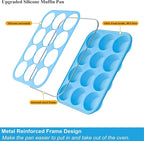 Bangp 2Pack Silicone Muffin Pans for Baking with Metal Reinforced Frame,12 Cup Regular Size Cupcake Pans,Premium Nonstick Food Grade Silicone Muffin Tray for Muffin,Cakes,Tart,Egg Bites