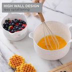 COOK WITH COLOR Nesting Plastic Mixing Bowl Set with Pour Spouts and Handles and Non Slip Bottom, Speckled White, 4 Piece