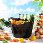 meekoo 6 Pcs Plastic Ice Buckets Bulk with Handles 4.5L Oval Storage Tub Large Capacity Ice Drink Bucket for Easter Summer Party Bar Wine Beer Champagne Beverage Bottle Cooler(18 L,Black)
