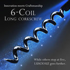 LUSCIOUZ Zero Resistance THE HELIX Elite Corkscrew Silent Wine Bottle Opener Waiters Corkscrew Wine Key (6-Coil Long Corkscrew)