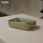Mora Ceramic Set of 2 Baking Dishes For Casserole, Banana Bread, Brownies, Broiling, Roasting, and Baking. 7x11 in and Loaf Pans - Porcelain Serving Bakeware from Oven to Table. Freezer Safe - Thyme