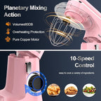 Honinst Stand Mixer, 6.5QT 10-Speed Tilt-Head Electric Stand Mixer, 3-In-1 Kitchen Mixer with Bowl, Dough Hook, Whisk and Beater, Food Mixer for Baking, Cake and Most Home Cooks, Pink
