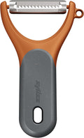 Zyliss Julienne Y Peeler – Ultra-Sharp Stainless Steel Blade for Carrots, Zucchini & Potatoes – Ergonomic Wheatstraw Grip – Built-in Eye Cutter & Safety Cover – Dishwasher Safe – Orange