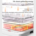 Food Steamer Electric Multicooker 800W | 3 Layers with Automatic Heat Preservation | Foldable Design | Touch Control Visual Panel