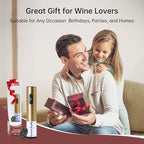 Rechargeable Wine Opener by ELMWAY, Electric Wine Bottle Opener with Foil Cutter, LED Light and Stainless Steel Shell, Cordless Corkscrew & Cork Remover, Gifts for Wine lover- Gold