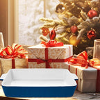 4 QT Baking Dish, Casserole Dishes for Oven, 9x13 Baking Pan with Handles, Lasagna Pan Deep, Ceramic Casserole Dish Oven Safe for Baking, Lasagna, Kitchen, Wedding Gift (Dark Blue)