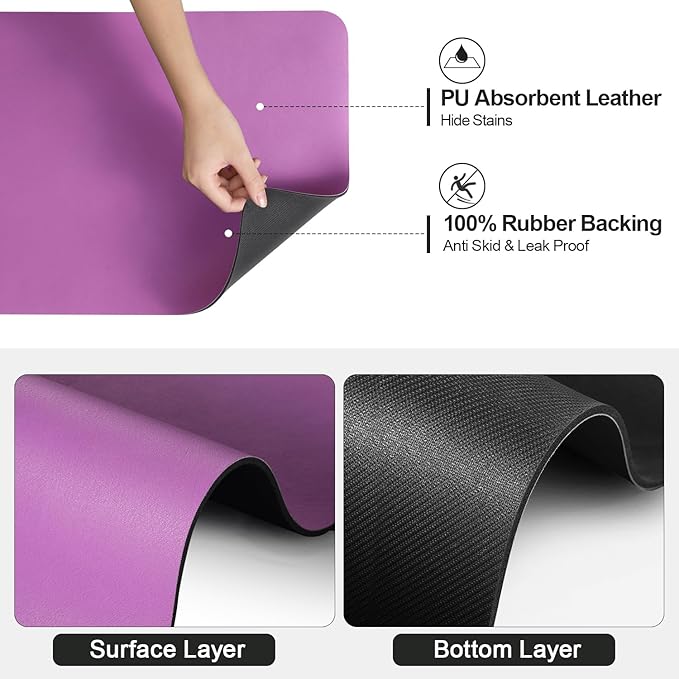 Ecotrim - Dish Drying Mat for Kitchen Counter | Coffee Bar Mat for Countertops | Heat Resistant Drainer Mat with Non-slip Rubber Backed | Hide Stain Kitchen Absorbent Draining Mat | Purple 18"x32"