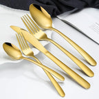 Hunnycook Gold Silverware Set - 40PCS Stainless Steel Silverware Set for 8, Includes Forks Spoons and Knives, Utensil Sets for Home Kitchen Restaurant, Dishwasher Safe