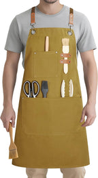 Syntus Apron for Men Women, Adjustable Cooking Kitchen Chef Aprons with 2 Pockets, Cotton/Polycotton/Polyester