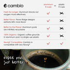 Cambio Roasters Colombian Organic Coffee K Cups for Keurig, Medium Roast Coffee K-Cup, Only Aluminum Keurig K Cups with Organic Beans, More Flavor & Longer Lasting Freshness, Medium Roast, 10 count