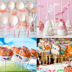 360 PCS Cake Pop Sticks and Wrappers Ties Kit, Including 120ct 6-inch Paper Lollipop Sticks, 120ct Cake Pop Parcel Bags, 100ct Silver Twist Ties for Candy Making Packaging Supplies
