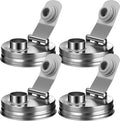 Mason Jar Pour Spout Lid Stainless Steel, Regular Mouth Pour Spout Flip Cap Lids for Mason Jars, Anticracking Leak Proof Seal Cover Airtight for Drinking Salad Dressing & Food Storing(4PCS)