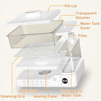 24L/25QT Electric Steamer, 3 Tier Food Steamer, Commercial Stainless Steel Steamer with Detachable Water Tank, Large Capacity Breakfast Machine with Timer, for Home, Restaurant, Party