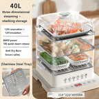 Food Steamer Electric Multicooker 800W | 3 Layers with Automatic Heat Preservation | Foldable Design | Touch Control Visual Panel