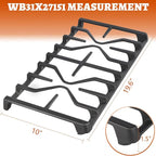 Stove Grates for GE Gas Stove Burner Grate Range Oven Rack WB31X27150 WB31X27151 Replacement Parts Cast Iron Flat Plate General Electric Cooktop 3 Pack
