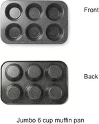 Monfish extra large muffin pan jumbo cupcake tray Carbon steel stone finish 3.5 inch cup