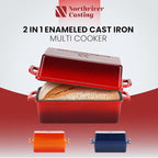 Northriver Casting 9x5 Inch Enameled Cast Iron Bread Loaf Pan with Lid, Perfect Sourdough Baking Pans | Even Heat Distribution for Homemade Bread, Cake, Meatloaf，2 Piece set，Red