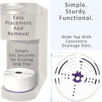 Elevate Anti-Splash Cup Riser Accessory for most Keurig K-cup, Cuisinart Single Serve, and other Coffee Makers, Adjustable for Cup Size and Drip Tray Type (White with Lilac Base)